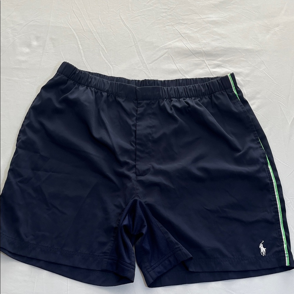 Polo by Ralph Lauren Navy Blue Shirts with Green and White Side Stripes